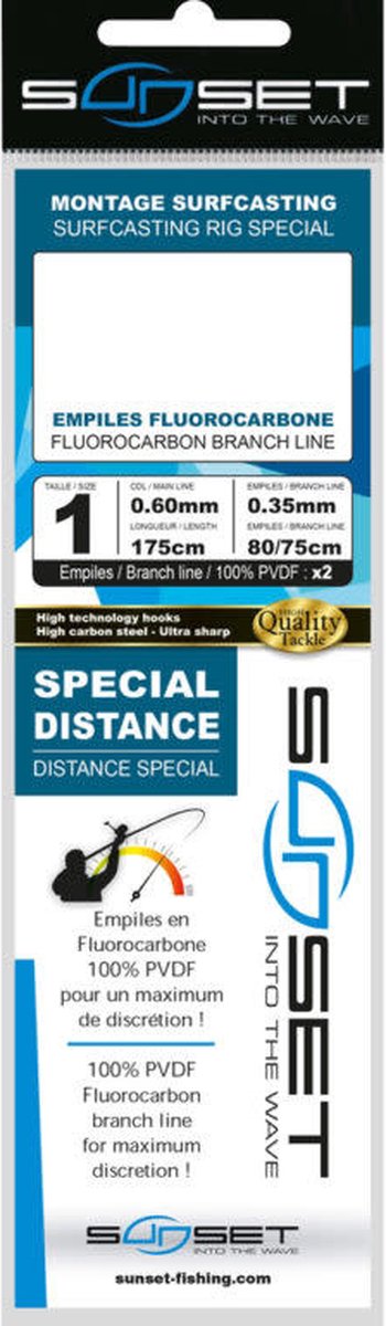 Sunset Surfcasting Rig Special Fluorocarbon Branch Line Distance Special - Maat : 175cm - haak 1 - 2 pcs