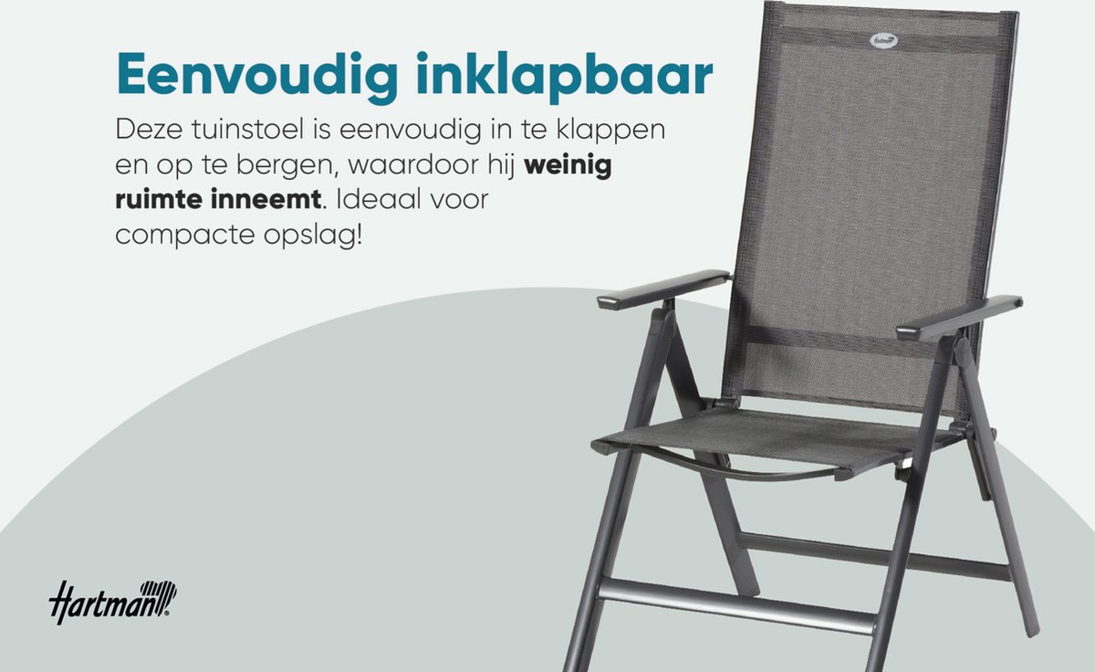 Hartman Aruba Aluminium tuinstoel - Antraciet verstelbaar