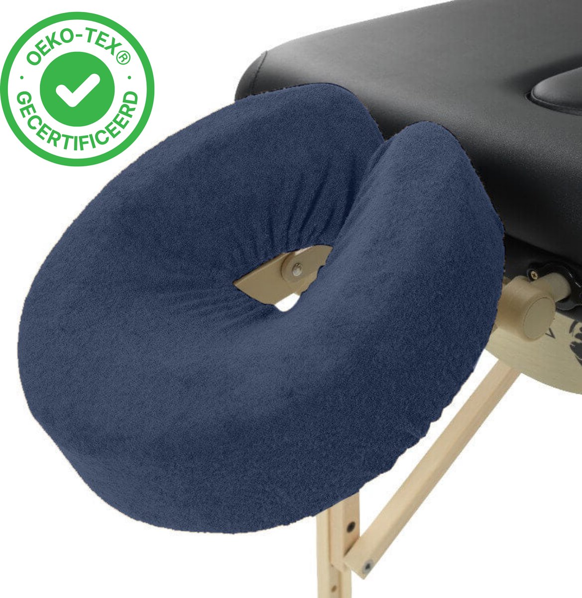 Goedkoopste ZenGrowth® Badstof Hoofdsteunhoesje – Marineblauw – 280 gram/m2 dikte – Massagetafel – Elastisch – Past om elke hoofdsteun – Hygiënisch