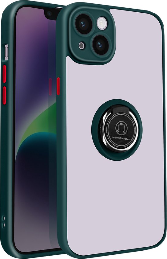 Convient pour Apple iPhone 14 Coque bi-matière Ring Video Support vert