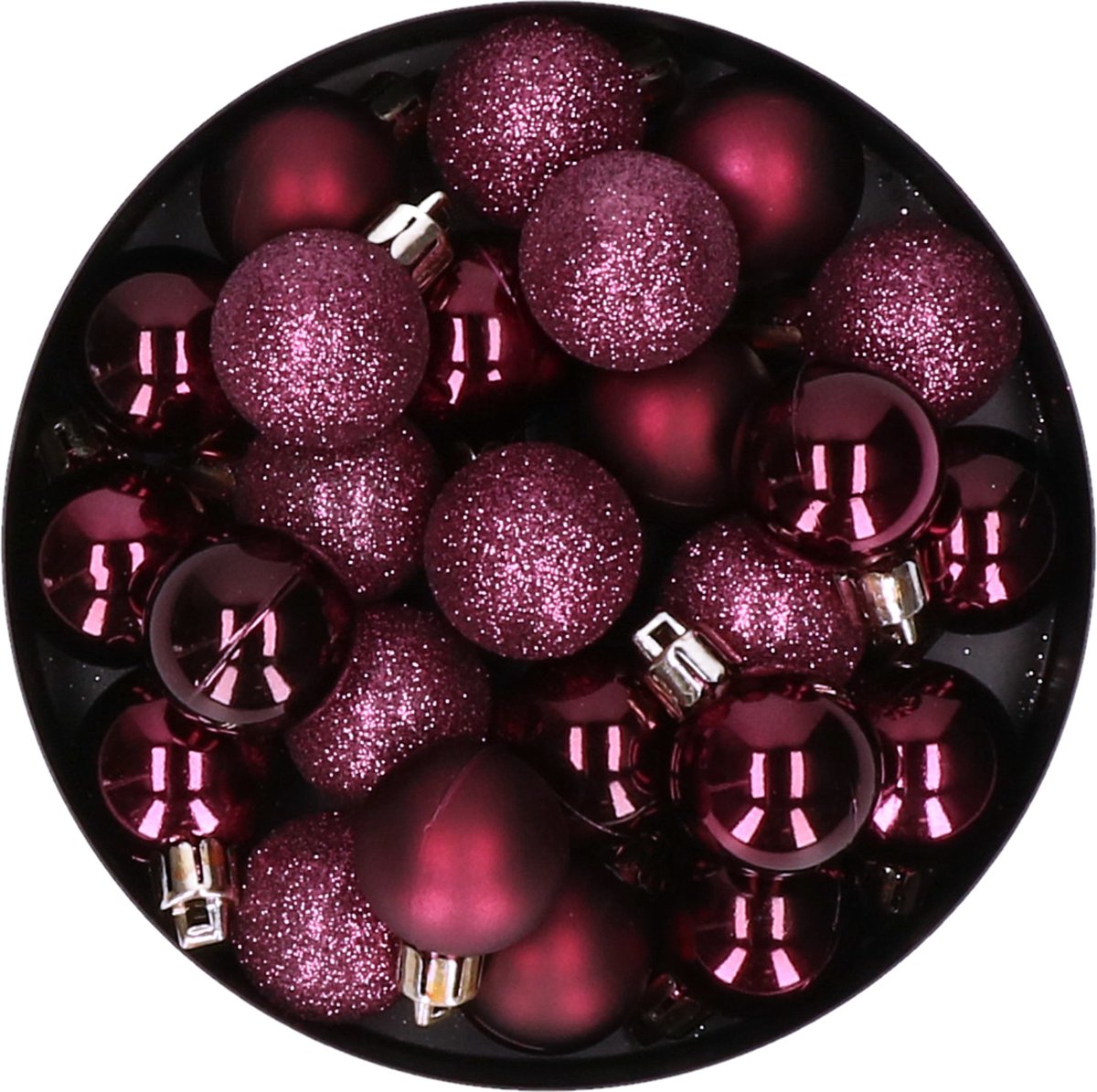 Cosy & Trendy Kerstballen - 20x - aubergine roze - kunststof - mat - glans - glitter - onbreekbaar