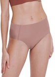 Culotte taille haute beige, finitions sans coutures, vue arrière.