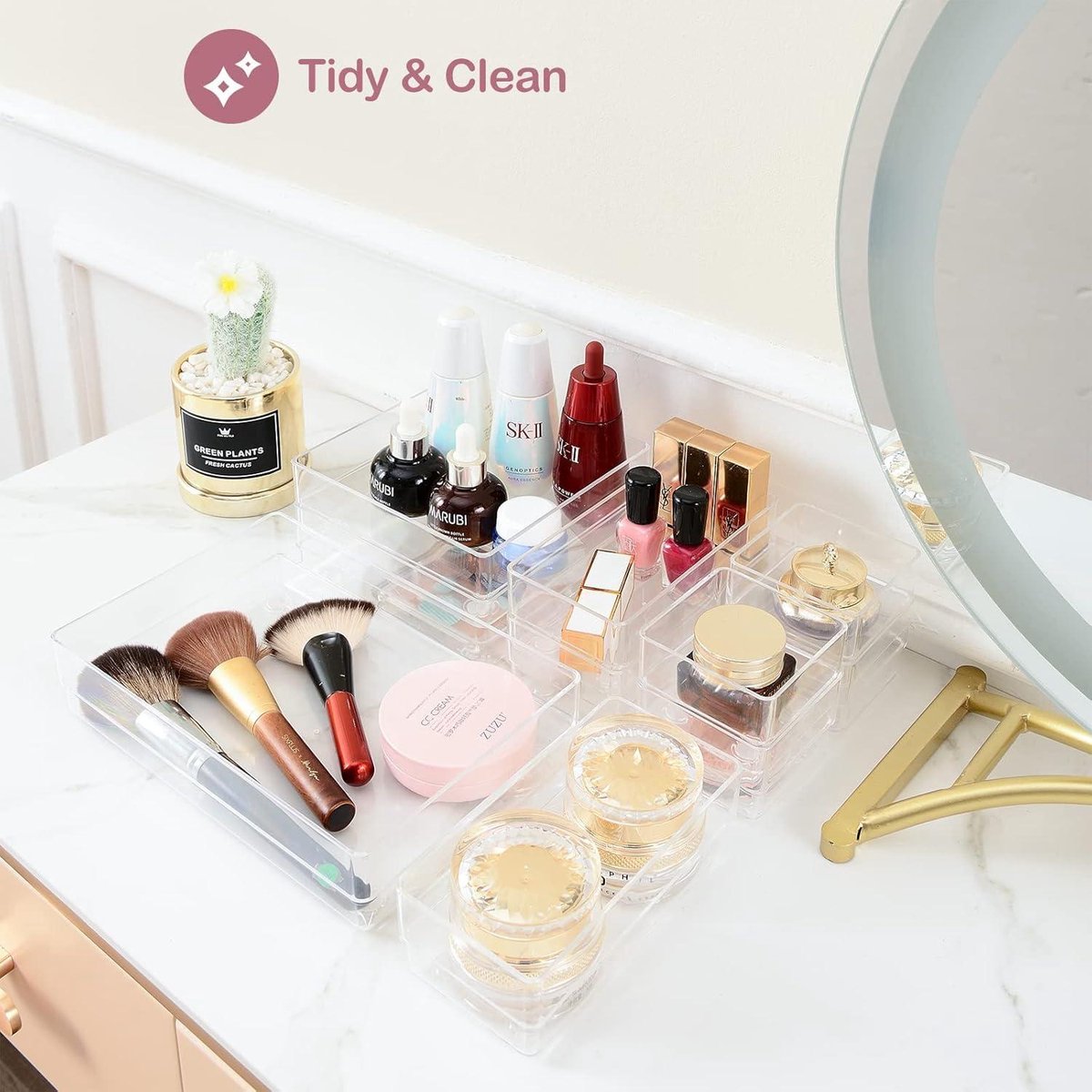10 Stuks Clear Make-up Organizer Tray Lade Beauty Organizer Opbergdoos Plastic Bureaulade Organisatoren Slaapkamer Dressoir Badkamer Keuken
