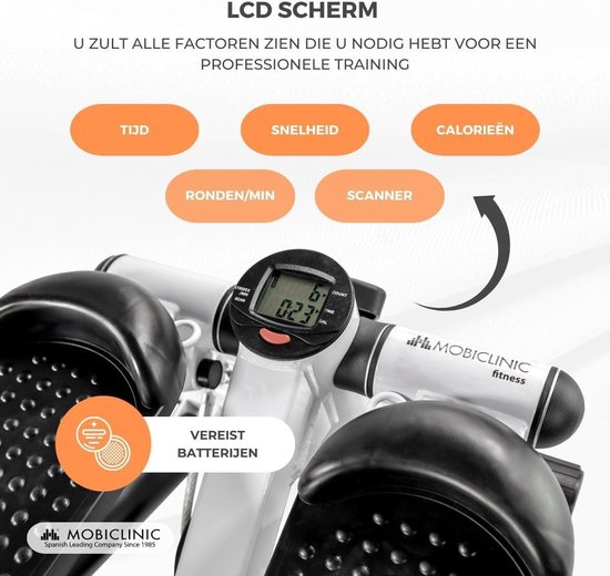 Mobiclinic®, Stepper con Manubrio, Altezza Regolabile, Monitor LCD, Intensità Regolabile, Pedali Antiscivolo, Macchina Step-by-Step, Compatta, Esercizi a Casa, Step-Pro