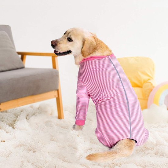 One Piece Sleeping Suit for Large and Medium Dogs - Hair Loss Allergies Wound Licking Protection - 2XL Pink