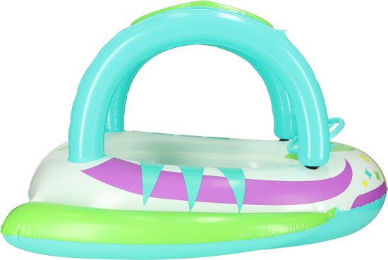 Playos® - Bouée avec parasol - avec siège - avec guidon - Menthe - jusqu'à 45 kg - Tout-petit et Bébé - Bouée - Bouée bébé - Flotteur bébé - Entraîneur de natation - Opblaasbaar - Chaise de natation - Annexe gonflable - Canot pneumatique