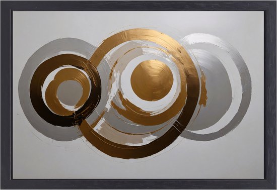 Décoration murale Cercles - Tableaux Formes - Décoration murale murale Lignes - Décoration murale industrielle - Toile avec cadre tableaux salon - Décoration chambre toile avec cadre 100x75 cm