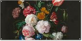 Décoration murale extérieur Nature morte aux fleurs dans un vase en verre - Peinture de Jan Davidsz. de Heem - 160x80 cm