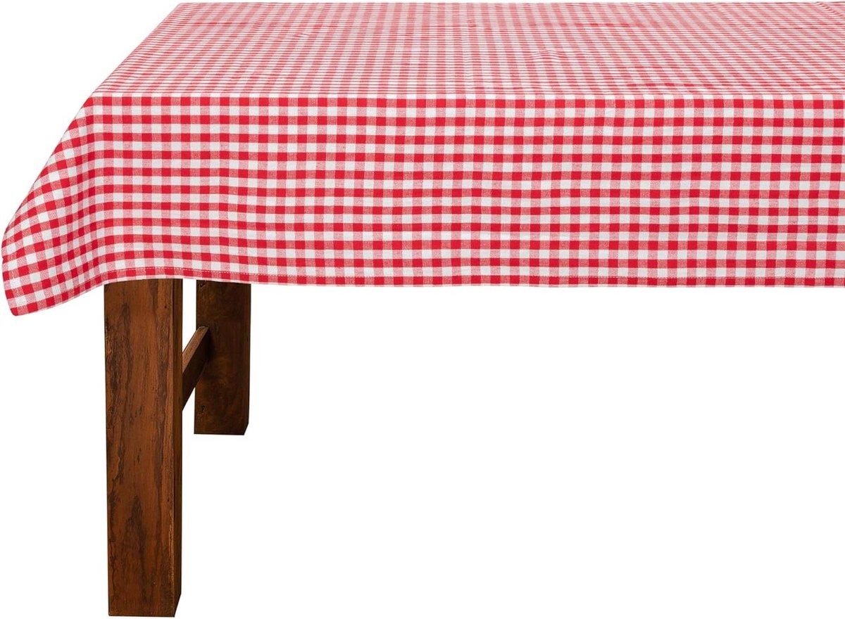 Rood/wit geruit tafelkleed 130 x 220 cm - 100% katoen - diverse kleuren en maten