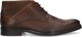 Manfield - Homme - Chaussures à lacets en cuir marron foncé avec structure - Taille 44