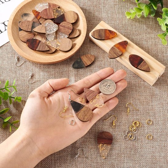 AHANDMAKER 40 stuks 2 stijlen natuurlijke walnoot houten Boho oorbel