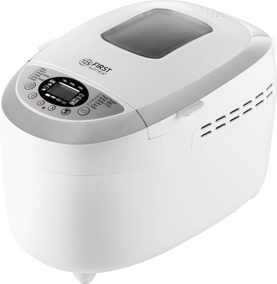 TZS First Austria Broodbakmachine, 900 tot 1250 gr Brood - Timer - 12 Bakprogramma's - 850W - Wit