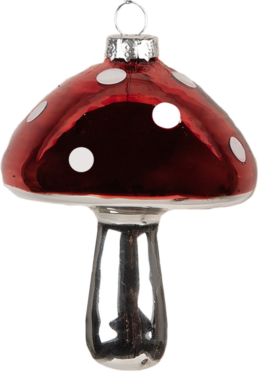 Clayre & Eef Kersthanger Paddenstoel Ø 7x9 cm Rood Glas