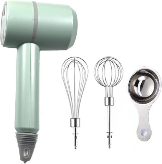 Foto: Elektrische handmixer 3 speed usb oplaadbaar mixer zwepen eierscheider groen