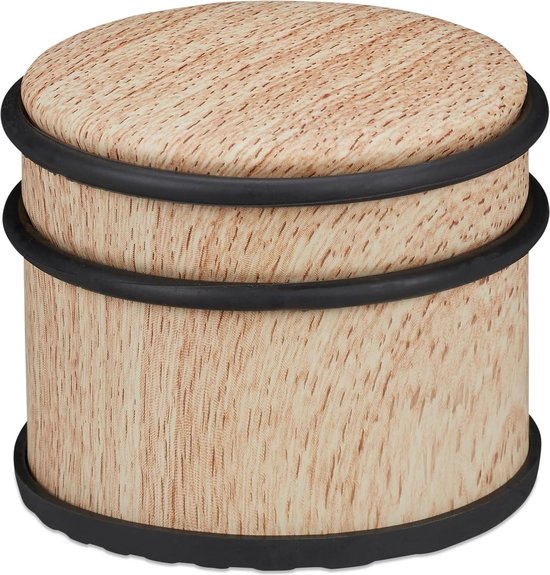 Foto: Deurstopper met ring van canvas functionele hoogte 16cm set 2 stuks gevuld met zand zwart