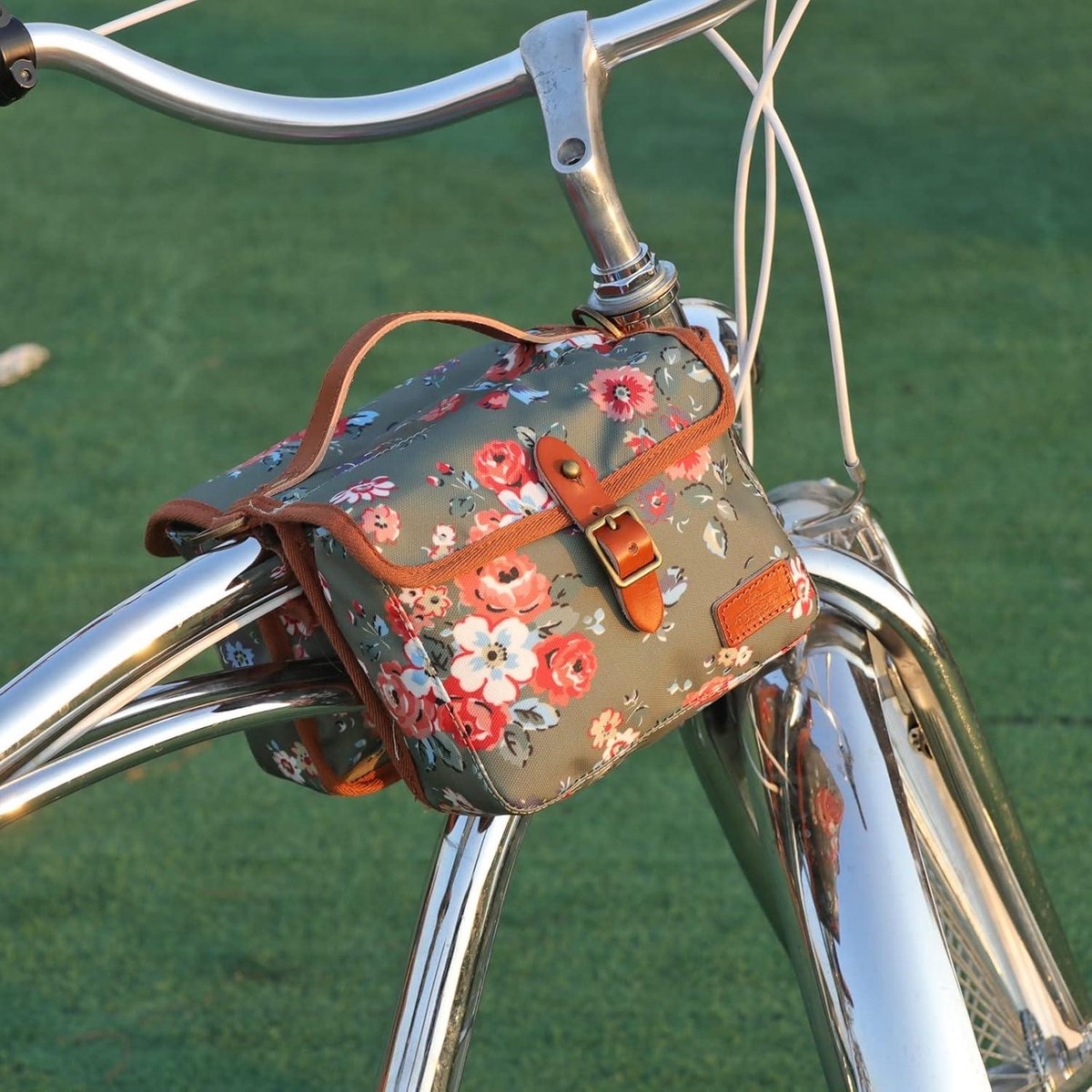 Fiets Frame Tassen - Waterdichte Canvas Cyclustassen - Top Tube Tool Telefoon Houder - Bloem Patroon