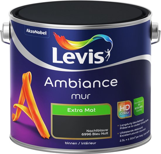 Peinture pour les murs Levis Ambiance , Extra Mat, Bleu Nuit, 2,5 L