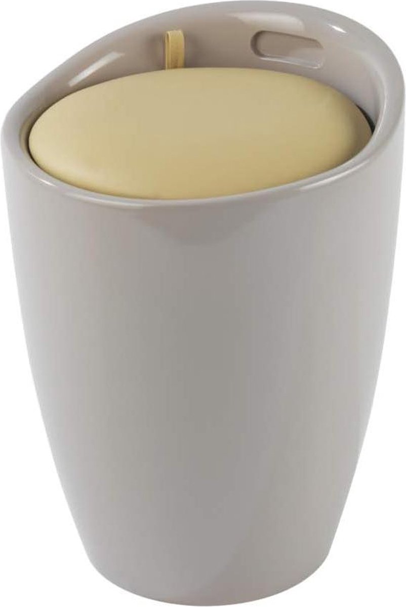 Taupe Velvet Footstool - Hocker Candy
