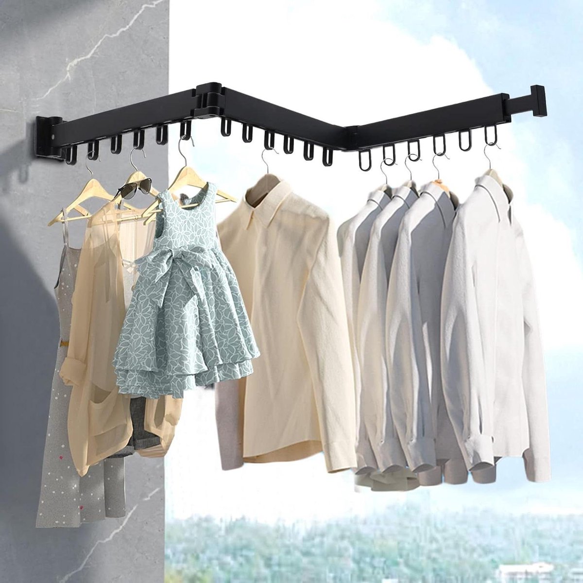 Goedkoopste Intrekbaar Droogrek Wandmontage Ruimtebesparend Zwaar Belastbaar - Handdoekstang - Inklapbaar - Kledingdroogrek Balkon Modderkamer Slaapkamer