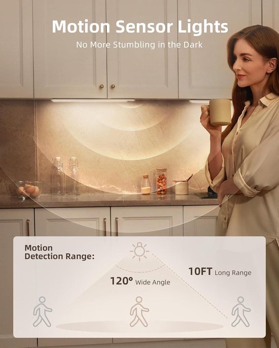 AIBOO Led-kastverlichting, Onderbouwlamp Keuken, 3 Stuks Met Afstandsbediening, Dimbare Keukenlicht Voor Onderkast