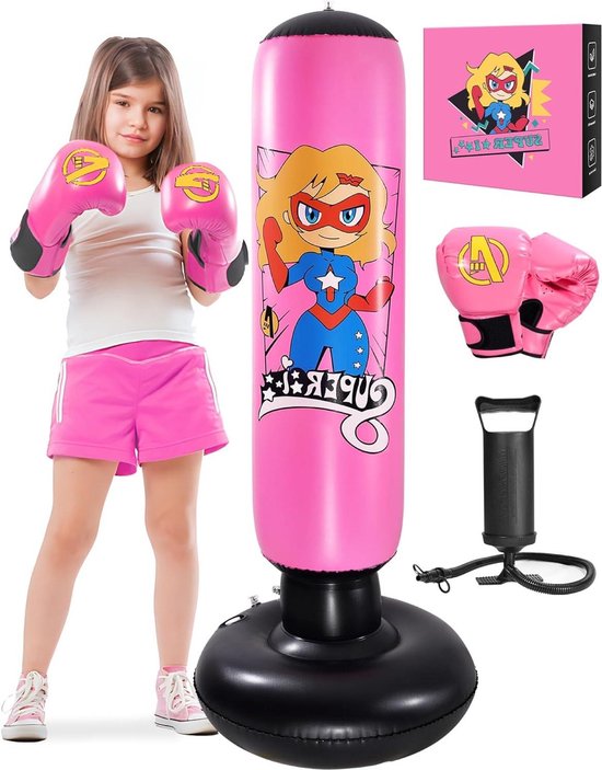 Sac de boxe gonflable pour Enfants de à 10 ans rose – Joli Set de sacs de  boxe bol
