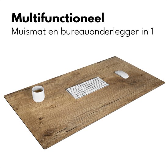 Sous-main 100x50 cm - Bois - Marron - Aspect bois - Tapis de souris XXL - Tapis de bureau - Grands Tapis de souris
