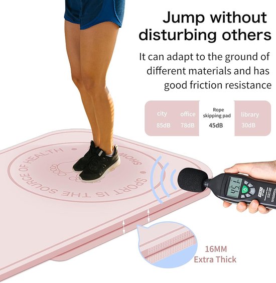 Jump Rope Mat Set - Knieën Bescherming - Impact Absorptie - Fitness Oefenmat - Antislip - Thuis Gym - 140cm*62cm*8mm + 61cm*41cm*8mm van Beast Gear — afbeelding 3