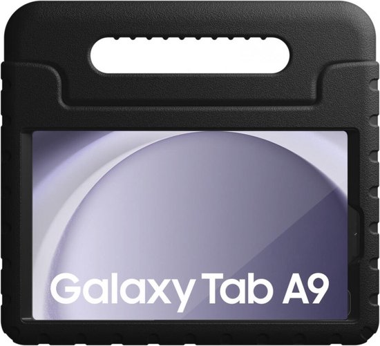 HappyCase Candy+ Housse Kinder adaptée au Samsung Galaxy Tab A9 | Étui pour tablette avec protecteur d'écran intégré | Adapté aux enfants | Housse de protection | Poignée et support | Couverture pour enfants | Noir