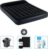 Bol.com Intex Luchtbed - Twijfelaar - 137 x 191 x 25 cm - Donkerblauw - Inclusief Pomp - Hoeslaken en Reparatieset aanbieding