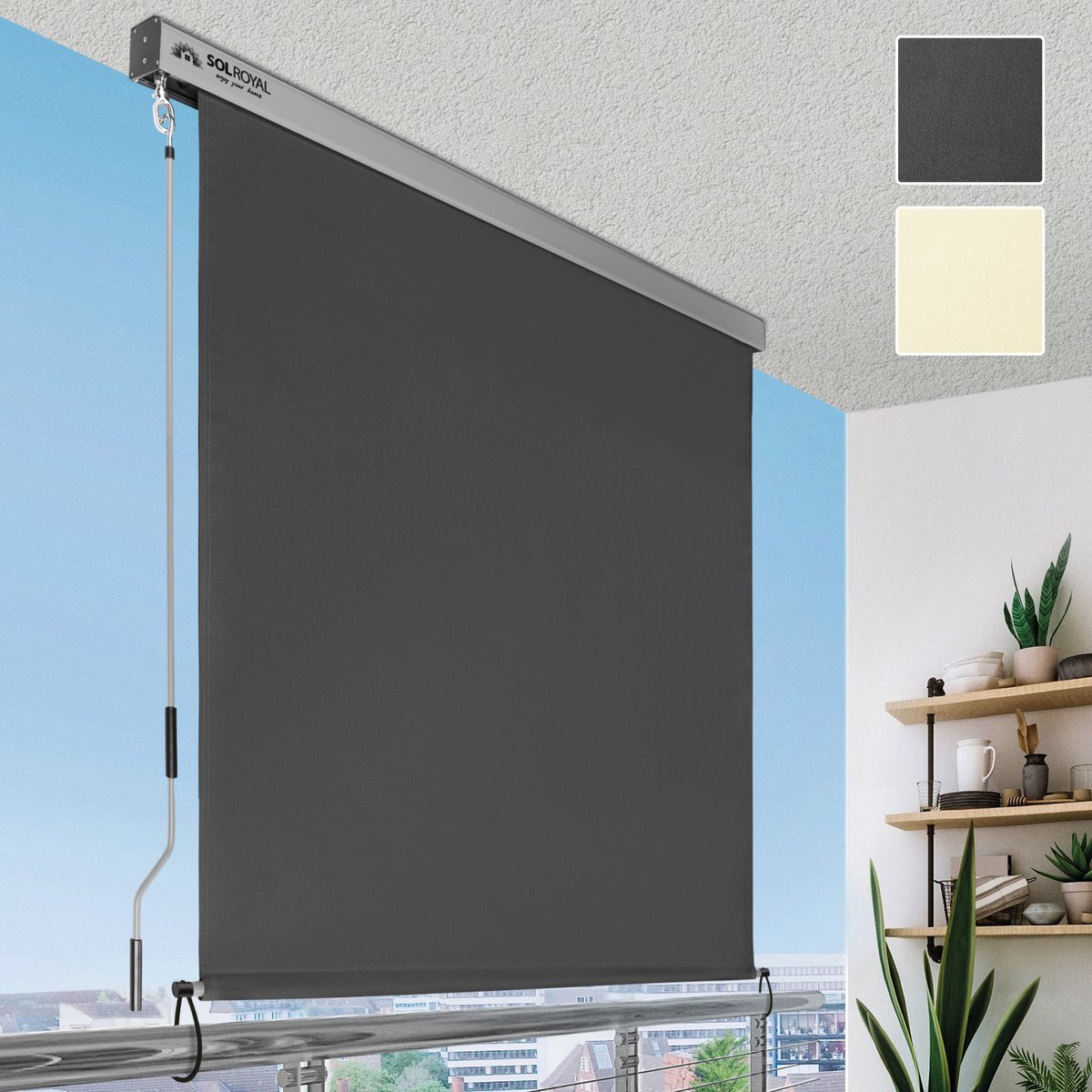 Bol.com Sol Royal MS5 – Verticale Luifel voor Buiten 180x250 cm – Duurzame Rolgordijn Waterdicht met Afneembare Handslinger – Ve... aanbieding