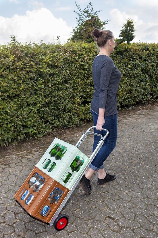 Meister Mini-steekwagen, 45 kg draagvermogen, inklapbaar, traploos in hoogte verstelbare handgreep, geïntegreerde spanbanden, met massief rubberen loopvlakken, van staal, handkaar, transportwagen, 8985730