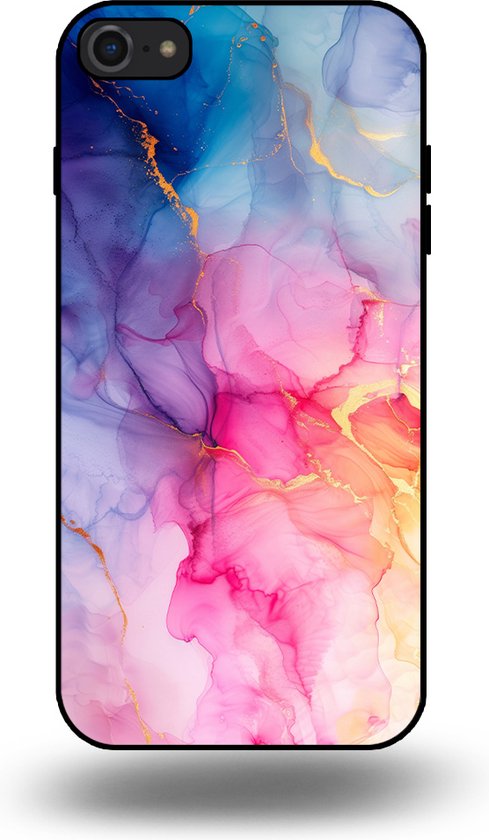 Foto: Smartphonica telefoonhoesje geschikt voor iphone se 2020 2022 met marmer opdruk tpu backcover case marble design regenboog back cover geschikt voor iphone se 2020 