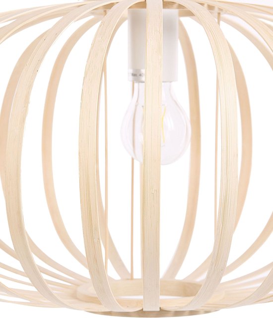 Beliani HAVEL - Lampe à suspension - Couleur bois clair - Bois de bambou