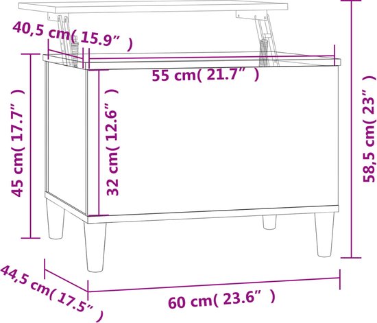 Salontafel 60x44,5x45 cm bewerkt hout zwart kopen