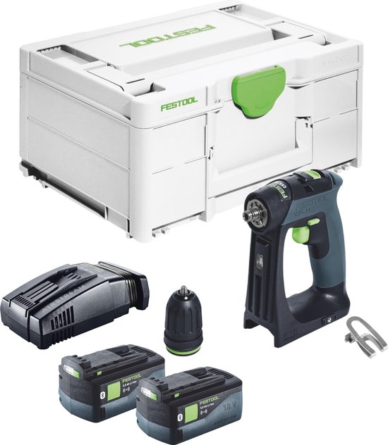 Festool CXS 18-Basic accuschroefboormachine 18 V 40 Nm borstelloos + 2x accu 5.0 Ah + snellader + systainer