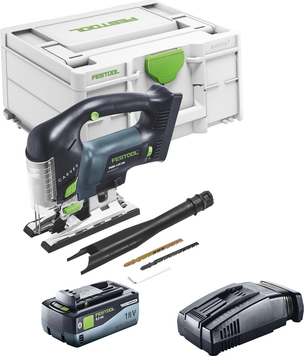 Festool CARVEX PSBC 420 Basic accu-pendeldecoupeerzaag 18 V 120 mm borstelloos + 1x accu 8.0 Ah + snellader + Systainer