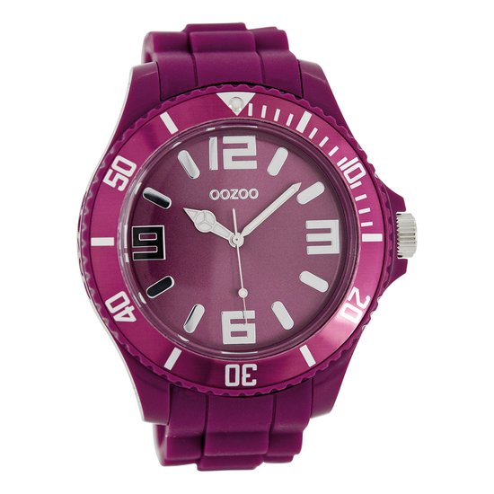 OOZOO Timepieces - Aubergine paarse horloge met aubergine paarse rubber band - C5026