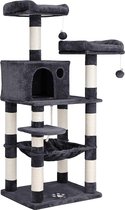 Rootz Cat Scratching Post - Cat Tree - Cat Climbing Frame - Stable Base Plate - Sisal Poles - Plush Cover - Cozy Cat House - Viewing Platforms - Hammock - Medium Size - Staircase Design - Smoke Gray - MDF, Plush, Sisal - 55cm x 45cm x 143cm