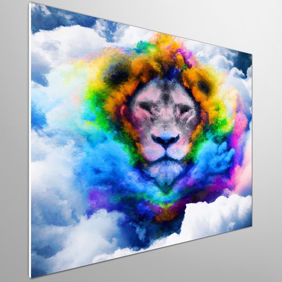 Cloudy with a chance of lions | Cloudy with a chance of Lions | Kunst - 80x80 centimeter op Dibond | Foto op Dibond