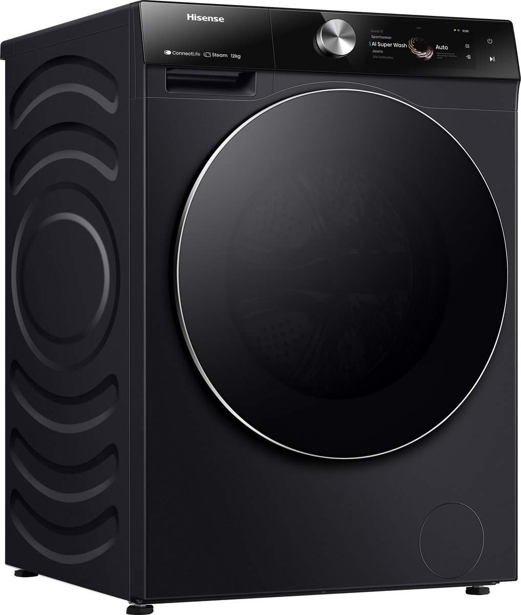 Hisense 7S Serie WF7S1247BB - Wasmachine met Energielabel A -20% - 12kg - TFT display - Auto dosing - 70dB (A) - Steam Wash -1400 toeren - Power Wash 49' - Connectlife — afbeelding 3