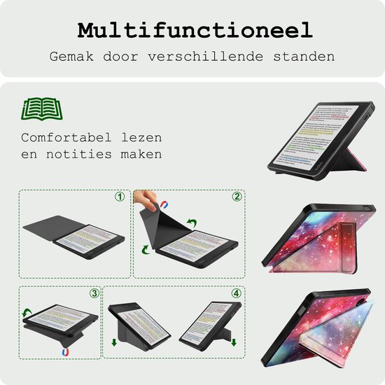 Hoes Geschikt voor Kobo Libra Colour Hoesje Bookcase Cover Hoes Trifold - Hoesje Geschikt voor Kobo Libra Colour Hoes Cover Case - Galaxy van iMoshion — afbeelding 3