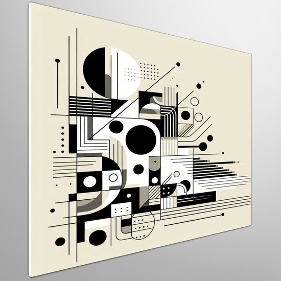 Modern zwart wit schilderij | Abstracte monochrome compositie: een eigentijdse interpretatie van contrastrijke kunst | Kunst - 40x40 centimeter op Canvas | Foto op Canvas