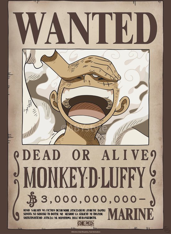 Affiche One Piece Wanted Luffy Wano 38x52cm