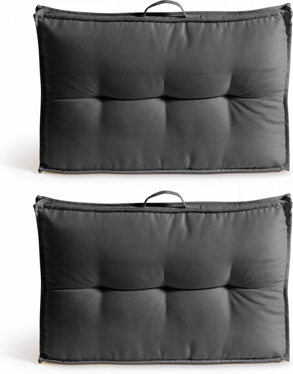 Oviala - 2 grijze polyester kussens voor pallets met rugleuning 60x40x12 cm - Cuzco