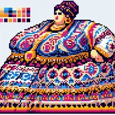 Pixel art dikke dames schilderij | Vrolijke Volumineuze Vrouwen Vastgelegd in Kleurrijke Pixelkunst | Kunst - 40x40 centimeter op Canvas | Foto op Canvas