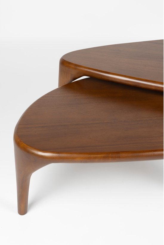 Zuiver Isla Salontafel Organische vorm Hout Walnoot Set van 2