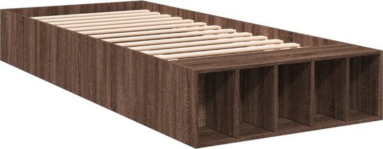 vidaXL - Bedframe - bewerkt - hout - bruin - eikenkleur - 100x200 - cm