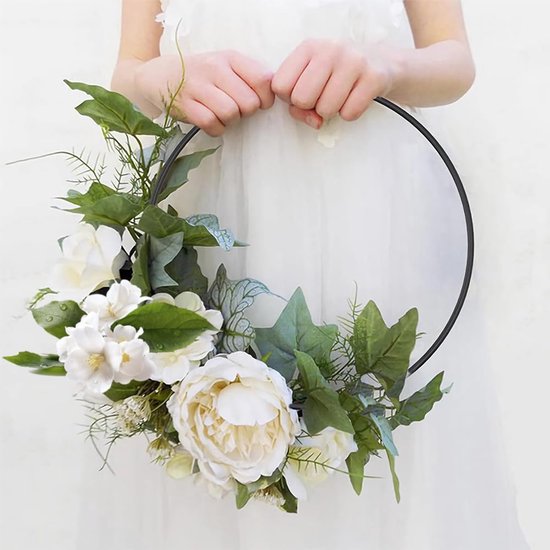 YEJAHY 5 stuks metalen ringen om te knutselen, 20 cm decoratieve ring om op te hangen, sterdraadframe, metalen ring, dromenvanger voor doe-het-zelf handwerk, voor bruiloft, krans, dromenvanger (wit
