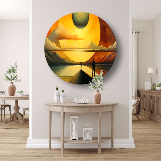 Tableau rond paysage - Cercle mural nature - Échelles murales Personnes - Décoration murale classique - Cercles muraux - Décoration chambre cercle mural forex 90x90 cm