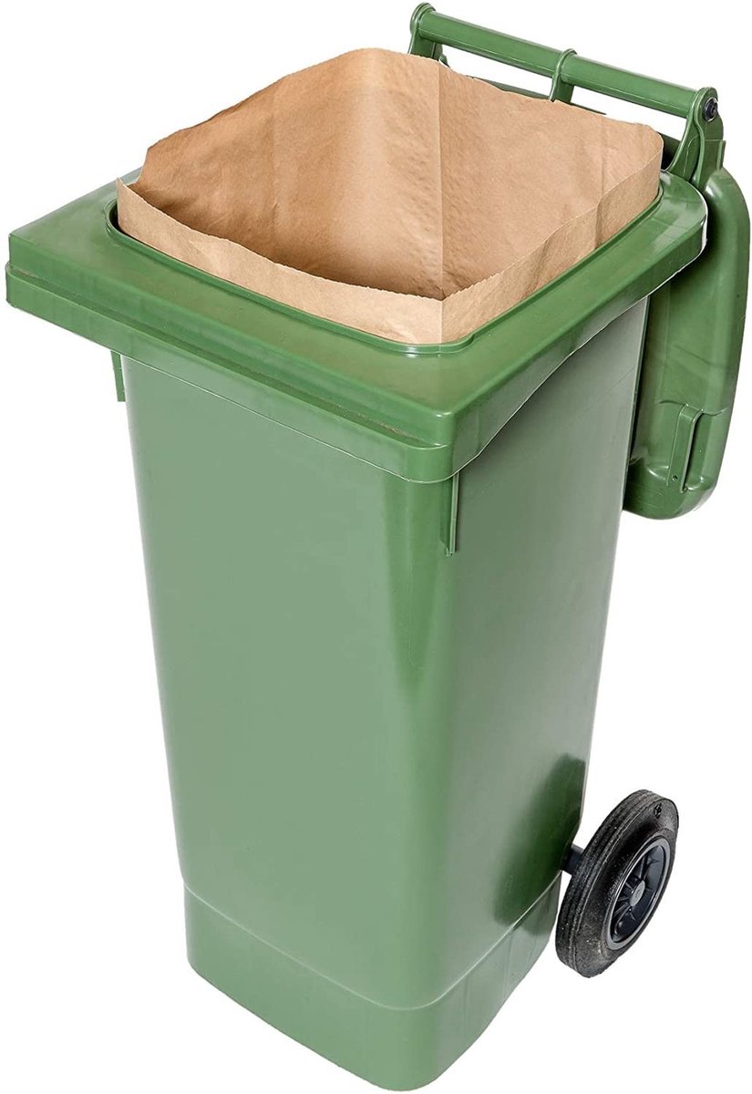 Goedkoopste BioMat Containerzakken - Papieren Composteerbaar - 25 x 240 liter - EN 13432 - Hernieuwbare grondstoffen - Verstevigde bodem